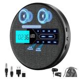 M-Amazup CD Player Portable, Rechargeable Portable CD Player with Dual Speakers and Anti Skip,CD,USB,AUX,LCD Display,Backlit Button,5 EQ,A-B Repeat,10 Speeds for Home Car Fabric, Black