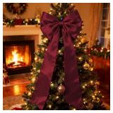 16 x 42 Inches Extra Large Christmas Satin Bows Christmas Tree Topper Decorations Xmas Tree Toppers Bowsï¼Bows for Home Wreath Wall Backdrop Birthday Wedding Party Decorations(Deep Red)
