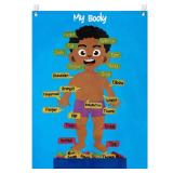 WATINC 35Pcs Brown Skin Color Body Parts Learning Felt Story Board Set, Human Organ Educational Teaching Storytelling Kit, Early Learning Interactive Play Wall Hanging Gift for Toddlers Kids