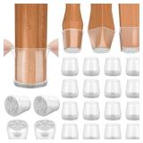 BALEINE Silicone Chair Leg Floor Protectors, Stool Leg Protectors Cap, Non-Slip Chair Leg Caps for Hardwood Floors (Clear-16pcs, Round L)