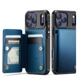 Vinich for iPhone 17 Pro Wallet Case with Card Holder, RFID Blocking Credit Slots Kickstand Shockproof Phone Cover Fit for iPhone 17 Pro 6.3\" Blue