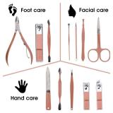 Nail Clippers and Beauty Tool Portable Set Manicure Set 12 in 1, with Pink Leather Bag, Suitable for Home, Workplace, Outdoor Travel, Gift Giving, Salon