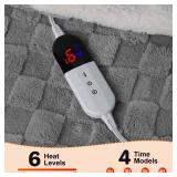 AEPINBH Electric Blanket Throw - Soft Checked Flannel with 6 Heating Levels, 4 Hours Auto-Off, Fast Heating, ETL & FCC Certified, 50\"x60\", Overheating Protection, Cozy Heated Blanket Throwï¼Gray