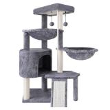 Xin Three Layer Cat Tree with Cat Condo and Two Hammocks,Grey