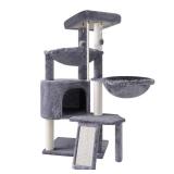 Xin Three Layer Cat Tree with Cat Condo and Two Hammocks,Grey