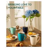 Sweese Porcelain Coffee Mugs - 16 Ounce - Set of 6, Cups for Latte, Hot Tea, Cappuccino, Mocha, Cocoa, Multicolor, Blue Assorted Colors
