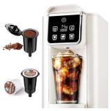 KIDISLE Hot & Iced Coffee Maker with Bold Setting, Single Serve Coffee Maker for K Cup and Grounds, 6-14 Oz Brew Sizes, 50 Oz Removable Water Tank, One Cup Coffee Machine with Reusable Filter, White