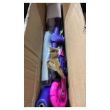 Purple kick scooter with luminous wheels