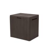 Keter 30gal City Resin Deck Box Brown: All-Weather Patio Bench & Bin Storage