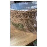 GIB Round Wicker Woven Seagrass Storage Baskets with Leather Handles Set of 3, Natural Decorative Braided Rope Wicker Baskets Bins for Shelves Blankets Organizing, 13\", 12\" & 11\"