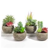 SPEPLA Succulents Plants Artificial 4 Pack, Mini Fake Succulents in Pots, Assorted Small Faux Succulent Decorative for Living Room Home Office Decor