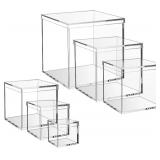 Gonice 6/4.7/4/3.3/3/2.5 inch Clear Acrylic Box with Lid, 6 PCS Plastic Decorative Storage Box for Jewelry, Candy Pill