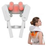 Cordless Shiatsu Neck and Back Massager with Heat, 10 Mins x 12 Uses, 3 Massage Modes & 2 Intensity Levels, 3D Kneading Deep Tissue for Pain Relief, Voice Prompt & Smart Memory, Relax for Women, Men