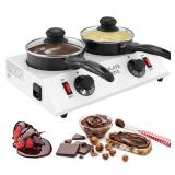 WICHEMI Chocolate Melting Pot Chocolate Warmer Chocolate Melter Chocolate Tempering Machine Pot for Home, Commercial Electric Melting for Chocolate, Butter, Cheese, Cream, Candy, Milk (Double Pots)