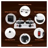 WICHEMI Chocolate Melting Pot Chocolate Warmer Chocolate Melter Chocolate Tempering Machine Pot for Home, Commercial Electric Melting for Chocolate, Butter, Cheese, Cream, Candy, Milk (Double Pots)
