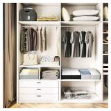 Homsorout Closet Organizers Bins 6 Packs - Large Closet Shelf Organizer with Handles, Fabric Trapezoid Storage Bins, Collapsible Storage Cubes for Clothes, Towels, Light Gray