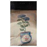 Hines of Oxford Blue Hydrangea Tapestry Pillow