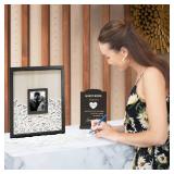 Campoli Creations Wedding Guest Book Alternative â 12x16 Black Picture Frame with 70 Wooden Hearts â Personalized Memory Sign for Weddings, Baby Shower, Anniversary, or Funeral Remembrance G