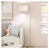CNXIN Arc Floor Lamps for Living Room with 3 Color Temperatures, Modern Floor Lamp Reading Light with 9W Bulb Included, Standing Lamp with Adjustable White Hanging âLampshade for Bedroom Office(G