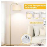 CNXIN Arc Floor Lamps for Living Room with 3 Color Temperatures, Modern Floor Lamp Reading Light with 9W Bulb Included, Standing Lamp with Adjustable White Hanging âLampshade for Bedroom Office(G