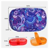 Serfeymi Weekly Travel Pill Organizer 2 Times A Day AM PM Upgraded Rainbow Pill Box 7 Day with Portable Zipper Canvas Pill Case, Medicine Organizer for Pills, Vitamins, Fish Oils - Purple 01