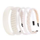 Goktvai 5pcs Headbands Set, 5 Style Fashion Simple Faux White Pearl Head Band for Women Daily Outfit Hair Accessories Bridal Headpiece Wedding Accessory