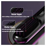 Brush Pro Cordless Hair Straightener Brush, Portable Mini Hair Straightening Brush with 3 Temperature Settings & LED Display, USB Rechargeable Fast Heating Hairs Brush for Travel