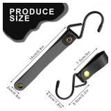 Modixun Leather S-Hooks - 8pcs Metal S Shaped Hooks for Hanging, Camping, Stroller, Coat, Towel, Kitchen, Bathroom - Black