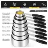 KELOFKO 16 Pieces Measuring Cups and Magnetic Measuring Spoons Set Stainless Steel,8 Measure Cups with Silicone Handle and 7 Double Sided Magnetic Measure Spoons & 1 Leveler