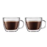 Bodum 15oz Double Wall Latte Mug, High-Heat Borosilicate Glass, Set of 2, Clear