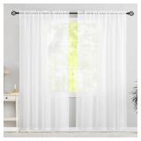 Karseteli Semi Voile White Sheer Curtains 63 Inches Long 2 Panels Rod Pocket Window Treatment for Living Room Bedroom Dining Room(White 60\" W x 63\" L)