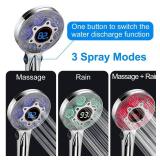 LED Shower Head with Handheld, Color Changing, Shower Head High Pressure with Water Temperature Display, Water Saving Spray Showerheads with 59\" Hose and Shower Bracket for Low Water Pressure, Chrome