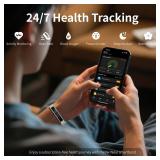 LICNPHLL Smart Bracelet,Activity&Fitness Trackers,Touch Screen/Sleep Tracker/Heart Rate/Blood Oxygen,5ATM Waterproof,Multiple Sports Modes,Free App for iOS Android (Steel Belt, Rose Gold)