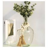 Meplait 39in Wood Bead Garland Farmhouse with Tassels,Versatile Prayer Beads Boho Chic Wall Hanging Home Decor(Natural)