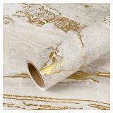VEELIKE Beige Gold Liquid Marble Contact Paper for Countertops Waterproof Peel and Stick Countertops Matte Marble Wallpaper for Kitchen 15.7