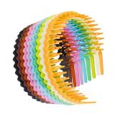 WOVOWOVO Plastic Headbands for Women Teen Girls Men, 10 Packs Thin Headband with Teeth Non Slip, Spring Hot Summer Bright Pink Green Hairband Hair Accessories