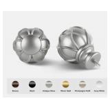 KAMANINA Silver Curtain Rods for Windows 72 to 144 Inches (6-12ft) Long Heavy Duty Curtain Rods, 7/8 Inch Adjustable Drapery Rods with Decorative Netted Texture Finials