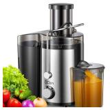 Qcen Juicer Machine, 800W Centrifugal Juicer Extractor with Wide Mouth 3â Feed Chute for Fruit Vegetable, Easy to Clean, Stainless Steel, BPA-free (Black)
