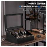 ANWBROAD Watch Winders for Automatic Watches, Automatic Watch Winder with 4 Watch Rotator and 6 Extra Storages, 4 Watch Winder with Japanese Quiet Motor, Carbon Fiber Watch Winder,UJWW012C
