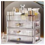Simbuy Clear Makeup Organizer with 3 Drawers, Bathroom Organizer and Storage, Ideal for Desk and Dresser Vanity Countertop, Great for Cosmetics, Skincare, Perfume,Toiletry