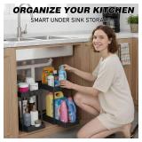Meltrck Under Sink Organizer 2 Pack,Bathroom Under Cabinet Storage with Pull Out Sliding Drawers for Kitchen Organization,12.8 Inch,Black