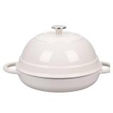 VORRINGARD Cast Iron Enameled Dutch Oven Pot with Lid for Bread Baking, Bread Oven, 6 Quart, White