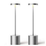 SAKRINGT Cordless Table Lamps Rechargeable,6000mAh Portable Battery Operated LED Table Light for Restaurant Outdoor 2 Pack Silver