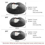 Giant Bean Bag Chair Cover(No Filler),Oversized Round Soft Fluffy PV Velvet Washable Lazy Sofa Bean Bag Bed Cover for Adults, Living Room Bedroom Furniture Outside Cover (Pink, 7FT)