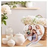 Qunclay 3 Pcs Sublimation Blanks Crystal Sublimation Canvas Blanks Decorative Heat Transfer Photo Frame Crystal Picture Frame for DIY Custom Tabletop Supplies (Heart,3.94 x 3.94 x 0.71 Inch)