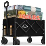 NWH Collapsible Wagon Cart with Wheels Foldable, 360lbs Large Capacity Portable Folding Utility Heavy Duty Beach Wagons Cart with All-Terrain Wheels for Shopping, Camping, Sports, Garden