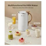 OK MOKKOM Automatic Nut Milk Maker 20 oz Soy Milk Maker, Homemade Almond, Oat, Coconut, Soy, Plant-Based Milk Dairy Free Beverages, Almond Milk Maker with Delay Start/Boild Water/Self Clean - White