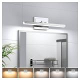 VOLISUN Modern Bathroom Vanity Light 15.7 inch, Rotatable, 12W Dimmable 5CCT Led Bathroom Light Fixture Over Mirror, Chrome Vanity Light for Bathroom Mirror Cabinets-ETL Certificated
