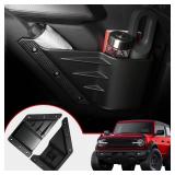 Mabett Front Door Storage Pockets for Ford Bronco Accessories 2026,2021-2025, Side Door Organizer Box fit Bronco 2/4-Door, Insert Cup Holder(2PCS)