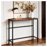 Narrow Entryway Console Table & Sofa Side Table - Industrial Brown Hallway Table for Small Spaces, Behind Couch Table, Multi-Functional Living Room Bedroom Office Furniture, 26.9\" L x 9.4\" W x 27.6\